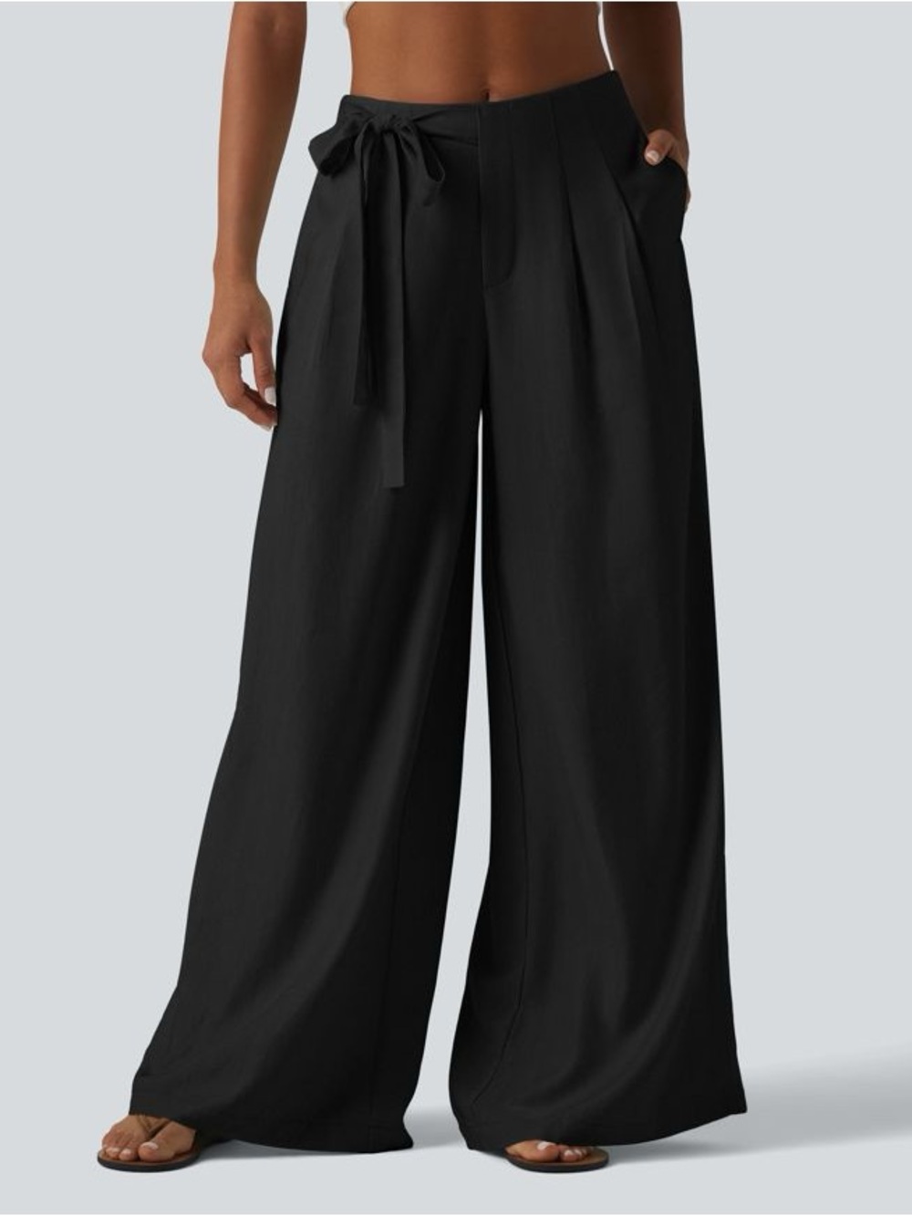 HALARA SMALL NWT High Waisted Tie Side Baggy Linen-Blend Pants